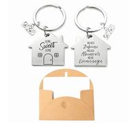 Lot de 2 2026 Porte Clés Couple Maison Personnalisé, Nouvelle Maison Nouvelles Aventures Porte-Clés,Cadeau de Pendaison de Crémaillère, pour Nouveau Propriétaire Épouse Mari Amoureux
