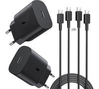 Lot de 2 25W USB C Charge Rapide Chargeur avec Câble pour Samsung Galaxy | Galaxy A57 A56 A55 A37 A36 A35 A26 A17 A16 A15 A14 A05s A04s Z Fold 8/7 S26 S25 S24 S23 S22 S21 S20 S10 Prise Chargeur Mural