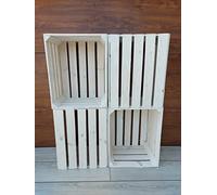 Lot de 2,3,4,6 Blanche, Le Noir, Gris caisses à Fruits Vintage en Bois Massif et Solide pour décoration d'intérieur (Blanche 4)