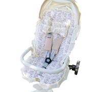 Lot de 2/3/4 pièces en coton avec bordure en dentelle et oreiller, coussin de siège respirant toutes saisons pour la plupart des landaus