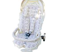 Lot de 2/3/4 pièces en coton avec bordure en dentelle et oreiller, coussin de siège respirant toutes saisons pour la plupart des landaus