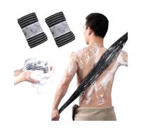 Lot de 2/3/5 serviettes de douche exfoliantes antibactériennes, extra longues, idéales pour les hommes et les femmes, pour frotter et laver (noir x 2,24 x 110 cm)