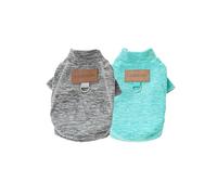 Lot de 2/3 pulls en polaire pour petits chiens - Doux et chaud - Col roulé - Manteau d'hiver pour animaux de compagnie - Gris vert - M