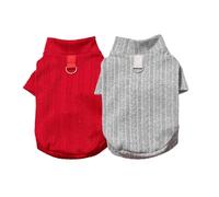 Lot de 2/3 pulls pour petits chiens et chats - Pull à col roulé chaud et élastique fin pour chiot - T-shirts d'hiver pour chihuahua/Teddy / Schnauzer (rouge + gris, M)