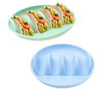 Lot de 2/3 supports à taco, plateau à tacos en silicone résistant à la chaleur - Placement stable - Grande capacité - Avec poignées - Pour sandwichs et saucisses - Pour restaurant et maison (2)