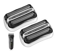 Lot de 2 32S Tete de Rasoir Braun Serie 3, Tête de Rechange pour Rasoir Electrique a Barbe pour Hommes pour Series 3 300S 301S 310S 3020S 3030S 3040S 3080S, Argent