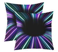 Lot de 2 3D Tourbillon Taie Oreiller 60x60,Ombre Gradient Taie D'Oreiller,Géométrique Rayures Décors Taie Oreiller,Illusion D'Optique Housse de Coussin,Moderne Abstrait Décoratif Carré Taie D'Oreiller