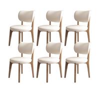 Lot de 2/4/6 chaises de salle à manger modernes du milieu du siècle en bois massif avec cuir synthétique et coussin rond, élégant pour cuisine, salle à manger, chambre à coucher