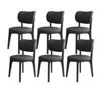 Lot de 2/4/6 chaises de salle à manger modernes du milieu du siècle en cuir synthétique et coussin en bois massif pour salle à manger, cuisine, salon, chambre à coucher, bureau (noyer foncé + gris