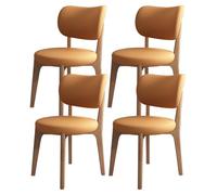 Lot de 2/4/6 chaises de salle à manger modernes du milieu du siècle en cuir synthétique rembourrées avec coussin rond, élégantes pour salle à manger, salon, chambre à coucher, bureau (noir et orange)
