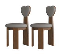 Lot de 2/4/6 chaises de salle à manger modernes en bois massif du milieu du siècle avec coussins en cuir et dossier pour cuisine, salle à manger, chambre à coucher (noyer et gris foncé)