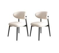 Lot de 2/4/6 chaises de salle à manger rembourrées modernes du milieu du siècle avec dossier incurvé, pieds en bois robustes, design élégant noir et blanc pour plus de confort et d'élégance