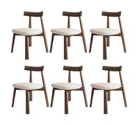 Lot de 2/4/6 chaises ferme en bois massif sans accoudoirs, style moderne du milieu du siècle, dossier incurvé et coussin confortable, la maison, la cuisine, la salle à manger ou le restaurant.(Dark wa