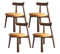 Lot de 2/4/6 chaises ferme en bois massif sans accoudoirs, style moderne du milieu du siècle, dossier incurvé et coussin confortable, la maison, la cuisine, la salle à manger ou le restaurant.(Dark wa