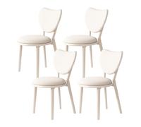 Lot de 2/4/6 chaises rustiques en bois massif avec dossier en forme de cœur et coussins Parfait pour cuisine, bar, salle à manger, salon et studio (blanc)
