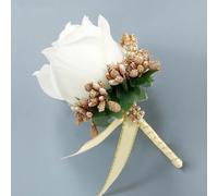 Lot de 2, 4, 6 corsage de mariage avec épingle avec lys calla artificiel et ruban pour occasions formelles (or blanc)