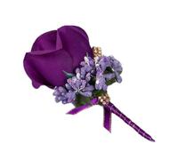 Lot de 2, 4, 6 corsages de mariage avec ruban de soie - Fleurs de lys calla artificielles pour fête de mariage, garçons d'honneur, demoiselles d'honneur et fêtes (4 pièces, violet)
