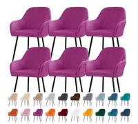Lot de 2/4/6 housses de chaise de salle à manger en velours extensible, amovibles et lavables pour chaises à dossier courbé/demi-cercle pour cuisine, banquet, mariage (violet)
