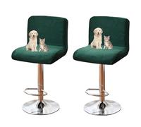 Lot de 2, 4, 6 housses de tabouret de bar carrées avec dossier bas et court (vert, 2 pièces)