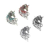 Lot de 2/4 broches élégantes en forme de tête de cheval en alliage pour homme et femme Accessoires de mode Coffret cadeau Broche tendance, taille unique, Comme décrit