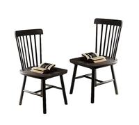 Lot de 2/4 chaises de salle à manger en bois massif pour cuisine, salle à manger, cuisine, restaurant, bar, cantine, bibliothèque, avec dossier de broche, chaise en chêne de ferme