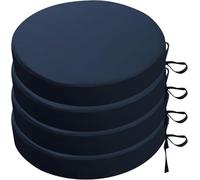 Lot de 2/4 Coussins Chaise Ronds imperméables for Patio, Cuisine, Salle à Manger, pelouse et Jardin (45/50/40 cm) avec Attaches (épaisseur 5(Blue,50x5cm(4pcs))