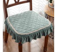 Lot de 2,4 coussins de chaise de salle à manger en velours luxueux - 43 x 46 cm - Antidérapant - Avec attaches - Décoration européenne avec volants en dentelle - Pour la maison, la cuisine, le bureau