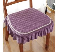 Lot de 2,4 coussins de chaise de salle à manger luxueux en velours antidérapant avec attaches - 43 x 46 cm - Décoration européenne avec volants en dentelle - Pour décoration de maison/cuisine/bureau