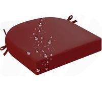 Lot de 2/4 Coussins de Chaise D'Extérieur Imperméables Coussins d'angle Ronds avec Attaches pour Meubles de Jardin (Rouge Jujube 48 X 48 X 5 cm 1 Pièce)