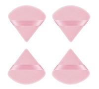Lot de 2/4 houppettes triangulaires pour poudre pressée, réglage en velours, éponge avec sangle, réutilisable, humide, sec, double usage - Rose