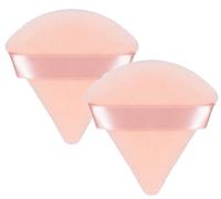 Lot de 2/4 houppettes triangulaires pour poudre pressée, réglage en velours, éponge avec sangle, réutilisable, humide, sec, double usage - Rose