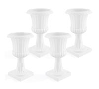 Lot de 2/4 pots de fleurs en plastique de 19,7 pouces de haut, pot de fleur rond classique avec texture, grand récipient traditionnel pour jardin, patio, porche, intérieur et extérieur Blanc 4