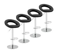 Lot de 2/4 tabourets de bar pivotants réglables en cuir PU avec dossier creux créatif et chaises de bar modernes