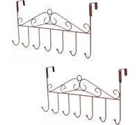 lot de 2 - 42,5cm portemanteau en métal pour montage au-dessus de la porte | patère avec 7 crochets | barre de crochet de porte couleur : brun | crochet de porte portemanteau | portemanteau | barre de
