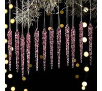 Lot de 2 436 stalactites à suspendre en acrylique pour décoration de sapin et de lieu festifs en plastique acrylique réutilisable (C)