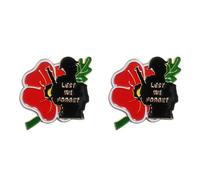 Lot de 2/5 badges en émail pour le jour du Souvenir Soldat vétéran Coquelicot rouge Lest We Forget Broche Cadeaux souvenirs, 2 Pcs, Métal
