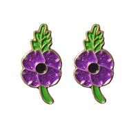 Lot de 2/5 broches violettes en forme de coquelicot - En émail - Pour le jour du souvenir - Souvenirs, 2 Pcs, Métal