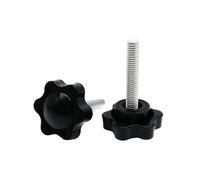 Lot de 2/5 vis à oreilles M4 M5 M6 M8 M10 en plastique noir, serrage manuel, tête six lobes, longueur 35-65 mm(5pcs M8 (Head 31mm),35mm)