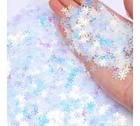 Lot de 2 500 confettis irisés en forme de flocons de neige pour table de Noël - Décoration de table de Noël - Blanc transparent