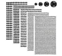 Lot de 2 542 pierres à paillettes autocollantes - Pierres strass - 3/4/5/6 mm - Pour le bricolage - Rondes - À coller - Pour travaux manuels, visages, décoration des ongles (noir)