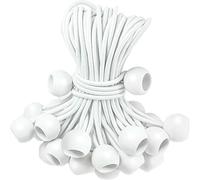 Lot de 2 à 10 tendeurs élastiques robustes et très élastiques pour fixer bâches, tentes de camping, etc. - Blanc (15 cm / 6 pouces) - Lot de 5