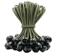 Lot de 2 à 10 tendeurs élastiques robustes et très élastiques pour fixer bâches, tentes de camping, etc. - Vert armée (15 cm - 10 pièces)