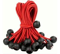 Lot de 2 à 10 tendeurs élastiques robustes et très élastiques pour fixer bâches, tentes de camping, etc. - Rouge (15 cm / 6 pouces) - Lot de 5