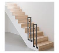 Lot de 2 à 20 rampe d'escalier en fer forgé antidérapant avec vis pour terrasse, balcon, garage, couloir, design en forme de U Noir