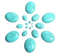 Lot de 2 à 5 cabochons en pierre naturelle, cabochon ovale, agate lapis, perles en vrac, dos plat, entretoises pour cabochon, bague, collier, turquoise, 10 x 14,0 mm, 5 pièces