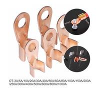 Lot de 2 à 50 cosses de câble en cuivre OT 3 à 1 000 A, connecteurs de fils non isolés, cosses de câble électrique nues, cosse à sertir for batterie(30A,5 pieces)