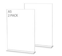 Lot de 2 A5 Présentoirs de Table, Porte Affiche A5, Acrylique Transparent Chevalet de Table, T-Standard Menu Dépliant en Acrylique pour Fiches Bureau, Publicité, Dépliant, Cadre Photo, Support Papier