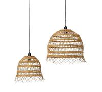 Lot de 2 abat jour en polyrotin style bohème 2x HAWAII LONG H35 et H45cm