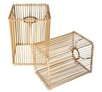 Lot de 2 abat-jours boho carrés - Petit abat-jour (marron clair naturel - 15 x 15 x 20 cm)