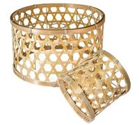 Lot de 2 abat-jours cylindriques en bambou aspect rotin, pour suspensions, plafonniers, lampadaire, 30 cm et 16 cm, beige bohème